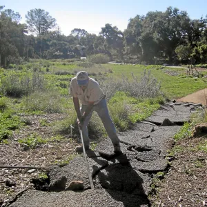 Removal of PermaCreet path at Herb Parker labrinth