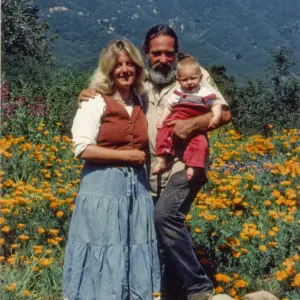 Geege, Carol, Ariel Ostroff on the Porter Trail at the Botanic Garden