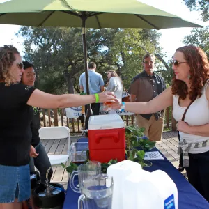 Santa Barbara Beer Garden Event, Island Brewing, Jena Jenkins and Wendy pouring