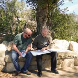 Matt Kettmann and Steve Windhager on Ada Wood Bench