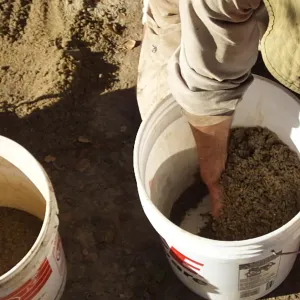 Meadow Restoration Project, Year 2, Wildflower Seed Sowing, Mixing Sand with Seed