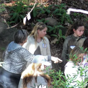 Docent leading Habitat Hike for students from Ballard School