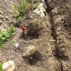 Arroyo sewer line construction