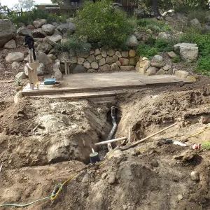 Arroyo sewer line construction