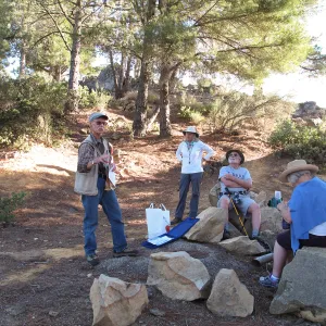 La Cumbre Peak: Sunset on the Sandstone day trip , Sam Babcock describes the differences between the various local conifers on top of La Cumbre Peak 