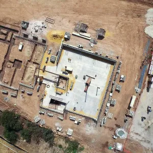 Aerial view of Pritzlaff Conservation Center construction