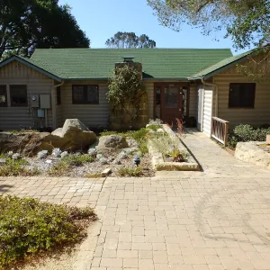 Home Demonstration Garden Renovation, view 2, north side of Cottage, first day of demolition work