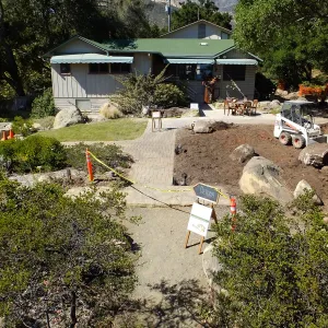 Home Demonstration Garden Renovation, south side of Cottage, demolition progress