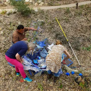 Dormant Dreams Yarn Blast, Rain Funnel Installation
