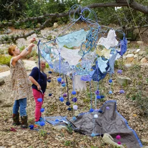 Dormant Dreams Yarn Blast, Rain Funnel Installation