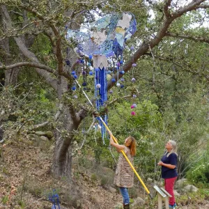 Dormant Dreams Yarn Blast, Rain Funnel Installation