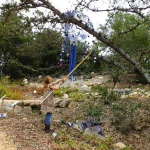 Dormant Dreams Yarn Blast, Rain Funnel Installation