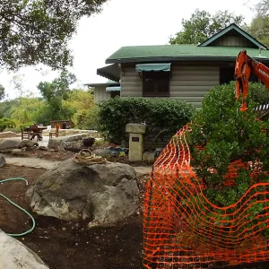 Home Demonstration Garden Renovation, view 9, panorama of east side of Cottage