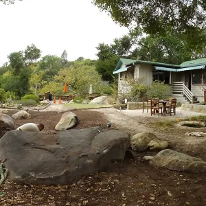 Home Demonstration Garden Renovation, view 12, panorama from southeast of Cottage