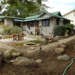 Home Demonstration Garden Renovation, view 13, looking towards southeast corner of Cottage