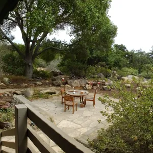 Home Demonstration Garden Renovation, view 17, panorama from south entrance of Cottage