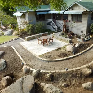 Home Demonstration Garden Renovation, view 15, looking towards southeast corner of Cottage