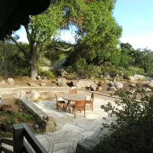 Home Demonstration Garden Renovation, view 17, panorama from south entrance of Cottage