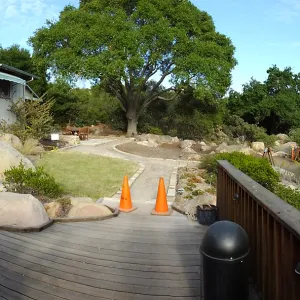 Home Demonstration Garden Renovation, view 26, panorama from deck