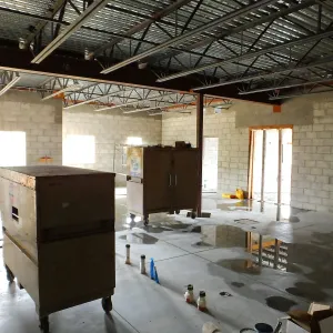 Pritzlaff Conservation Center Construction, looking southeast across first floor common area