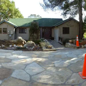 Home Demonstration Garden Renovation, view 1, panorama of north side of Cottage