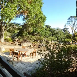Home Demonstration Garden Renovation, view 17, panorama from south entrance of Cottage