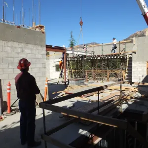 Pritzlaff Conservation Center Construction, looking northwest across Administrative office area, Topping Off