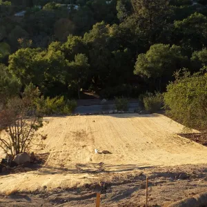 Pritzlaff Conservation Center Construction, erosion controll matting above Mission Canyon Road