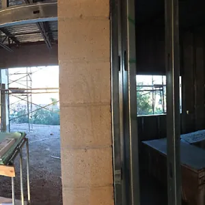 Pritzlaff Conservation Center Construction, panorama at interior entrance to Exhibit Room