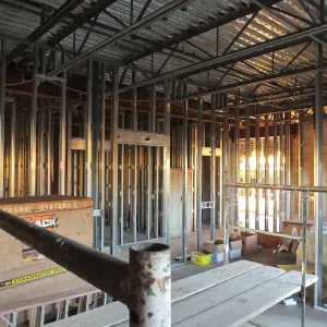 Pritzlaff Conservation Center Construction, looking northwest across first floor common area