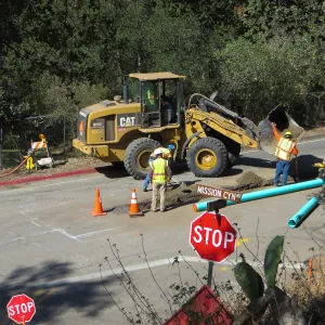 Sewer work, Mission Cyn Rd