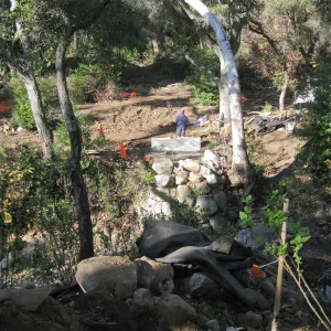 Rebuilding the Campbell Bridge, looking towards the west abutment