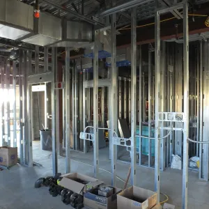 Pritzlaff Conservation Center Construction, looking southwest across first floor common area 