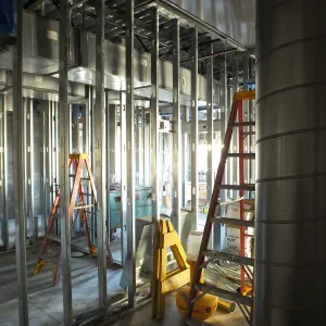 Pritzlaff Conservation Center Construction, looking northeast across first floor common area 