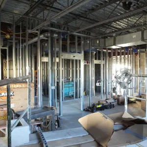 Pritzlaff Conservation Center Construction, looking northwest across first floor common area 