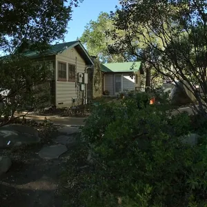 Home Demonstration Garden Renovation, view 5, panorama of northeast side of Cottage, first day of replanting work