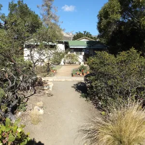 Home Demonstration Garden Renovation, view 24, south side of Cottage, first day of replanting work