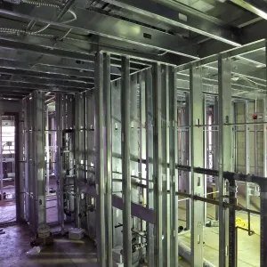 Pritzlaff Conservation Center Construction, looking southeast across first floor common area