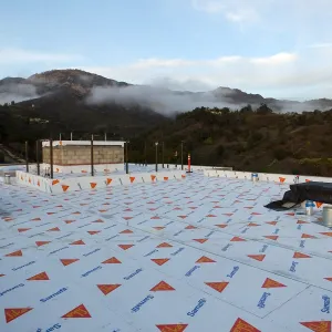 Pritzlaff Conservation Center Construction, looking northeast across roof, temporary waterproofing