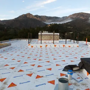 Pritzlaff Conservation Center Construction, looking north across roof, temporary waterproofing