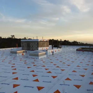 Pritzlaff Conservation Center Construction, looking southeast across roof, temporary waterproofing