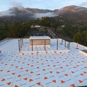 Pritzlaff Conservation Center Construction, looking north across roof, temporary waterproofing