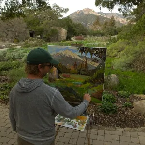 Plein Air artist Chris Potter working at SBBG