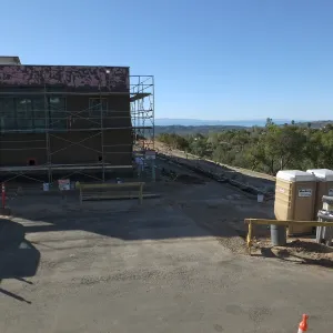 Future location of two Island Oaks, flanking the entrance to the new Island Section at the Pritzlaff Conservation Center
