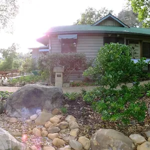 Home Demonstration Garden Renovation, view 9, panorama of east side of Cottage
