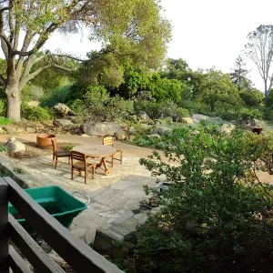 Home Demonstration Garden Renovation, view 17, panorama from south entrance of Cottage