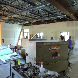 Pritzlaff Conservation Center Construction, looking southwest across Research workstation area, staff tour