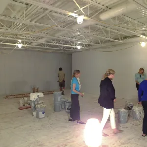 Pritzlaff Conservation Center Construction, looking northeast across Seed Bank/Herbarium area, staff tour