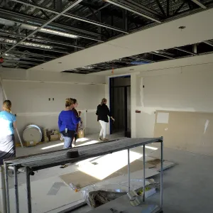 Pritzlaff Conservation Center Construction, looking northeast across Conference/Training area, staff tour