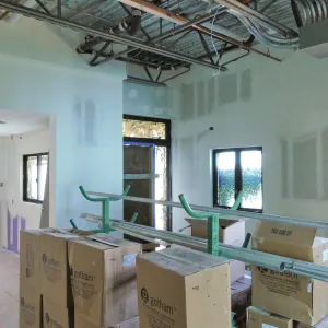 Pritzlaff Conservation Center Construction, Looking northeast across kitchen/breakroom